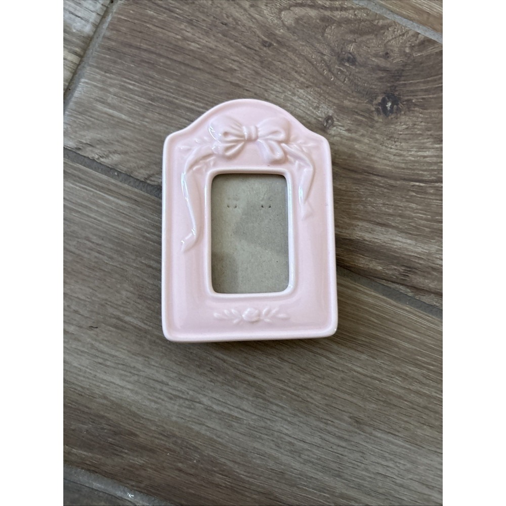 Hallmark Pink Ceramic Bow Photo Frame 3x4.5 Mini Picture Frame